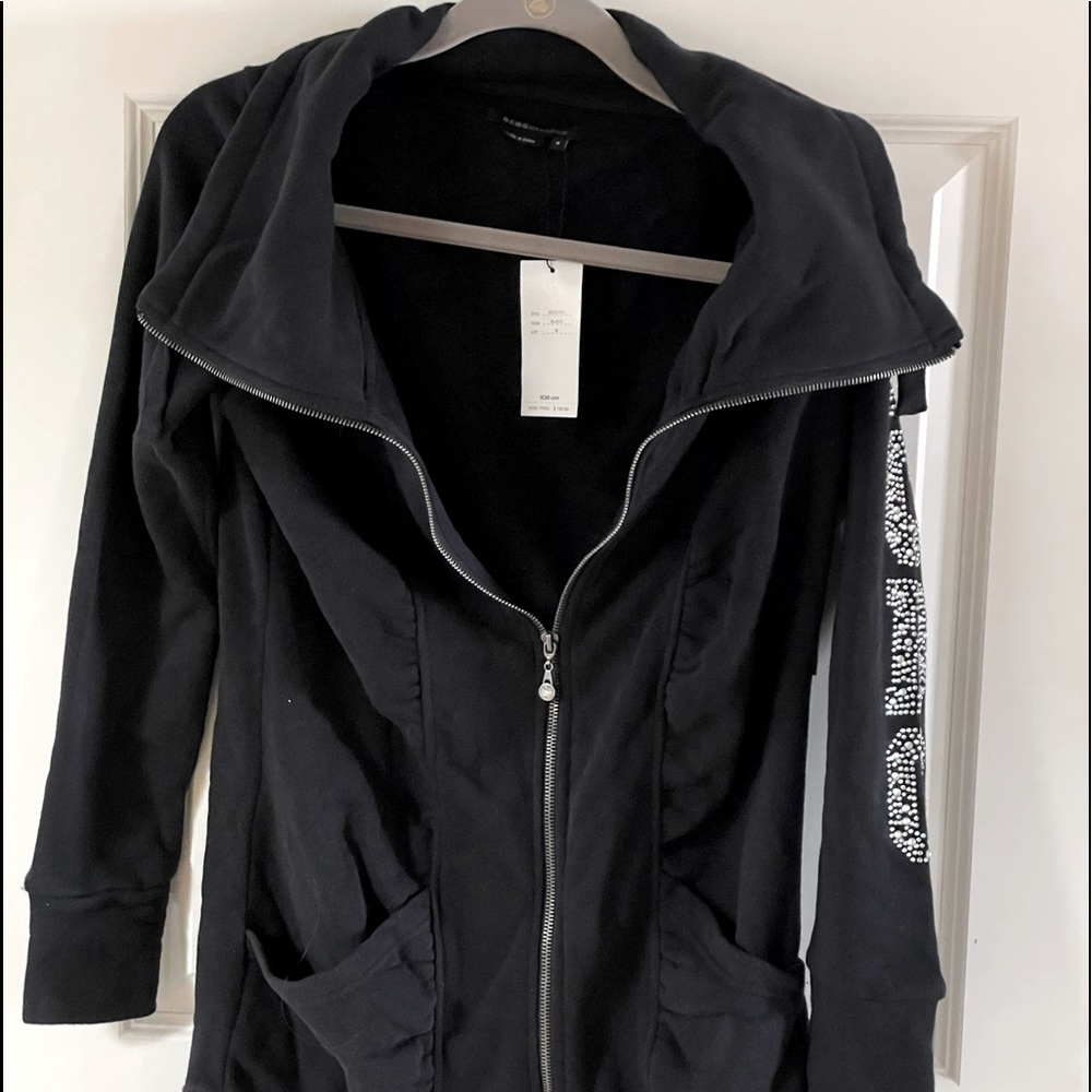 *NWT* BCBG Long Bling Embellished Zip Up